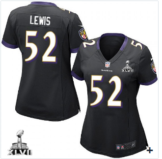 Women's Baltimore Ravens #52 Ray Lewis Black Alternate With Super Bowl Patch Elite Jersey(Run Small)
